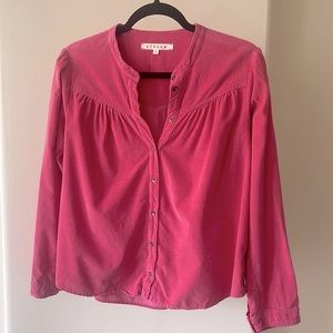 Xirena Jesse Long Sleeve Button Down baby Corduroy Shirt sz S - pink